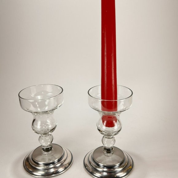 Vtg B I Candle Stick Holder Sterling Silver Base Cut Glass Lot of 2 - Picture 13 of 16